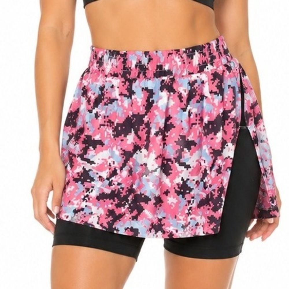 Beroy Women's Cycling Skort Medium Pink Camo 3D Gel Padded Bike Shorts Spin MTB